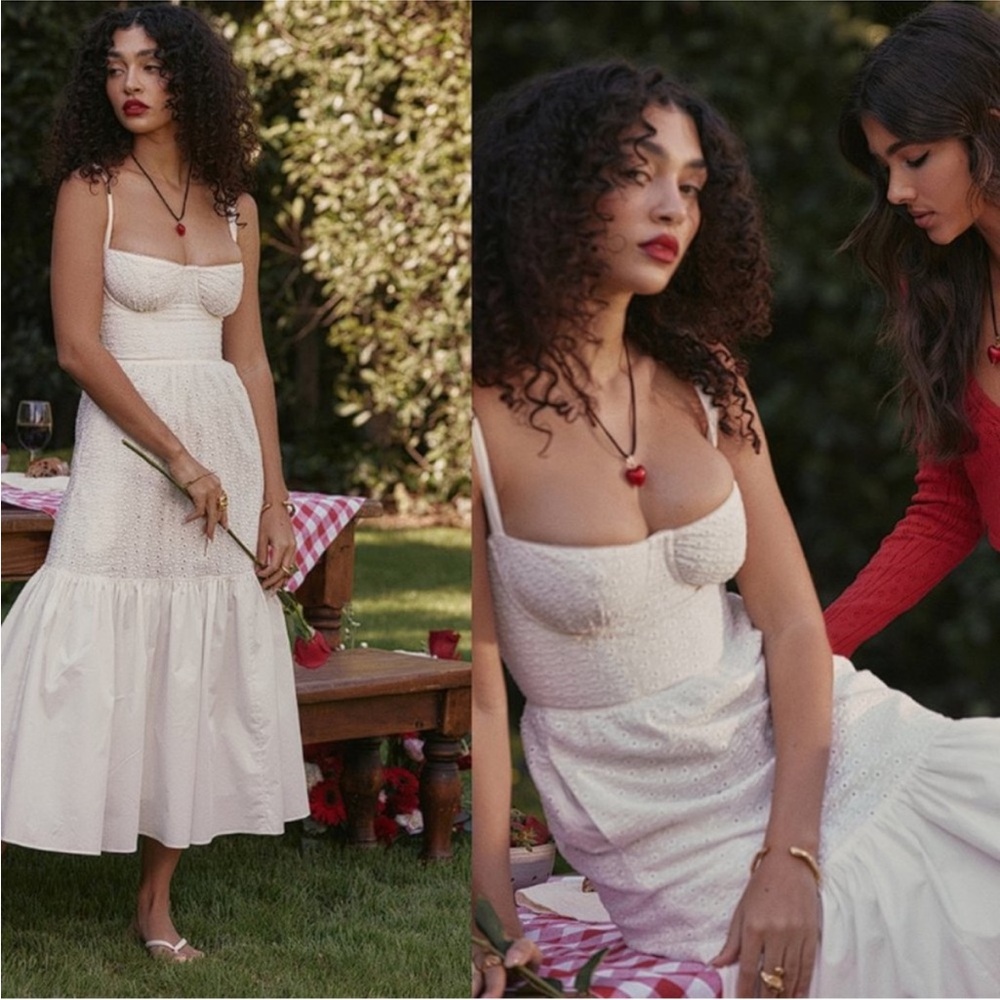House of CB White Eyelet Midi Dress